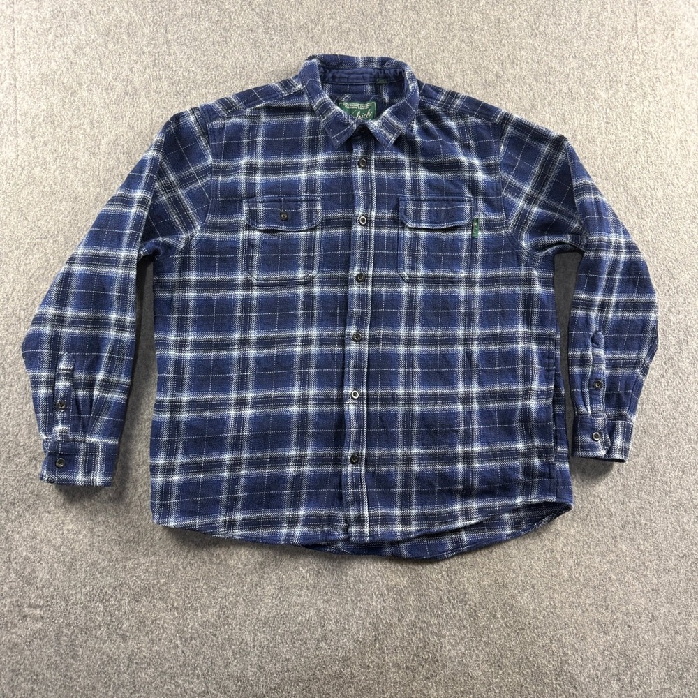 Woolrich Men's XXL Blue Plaid Adjustable Button Cuffs Button Down Shirt